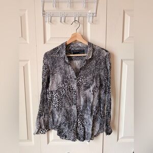 The Kooples Black and White Animal Print Blouse